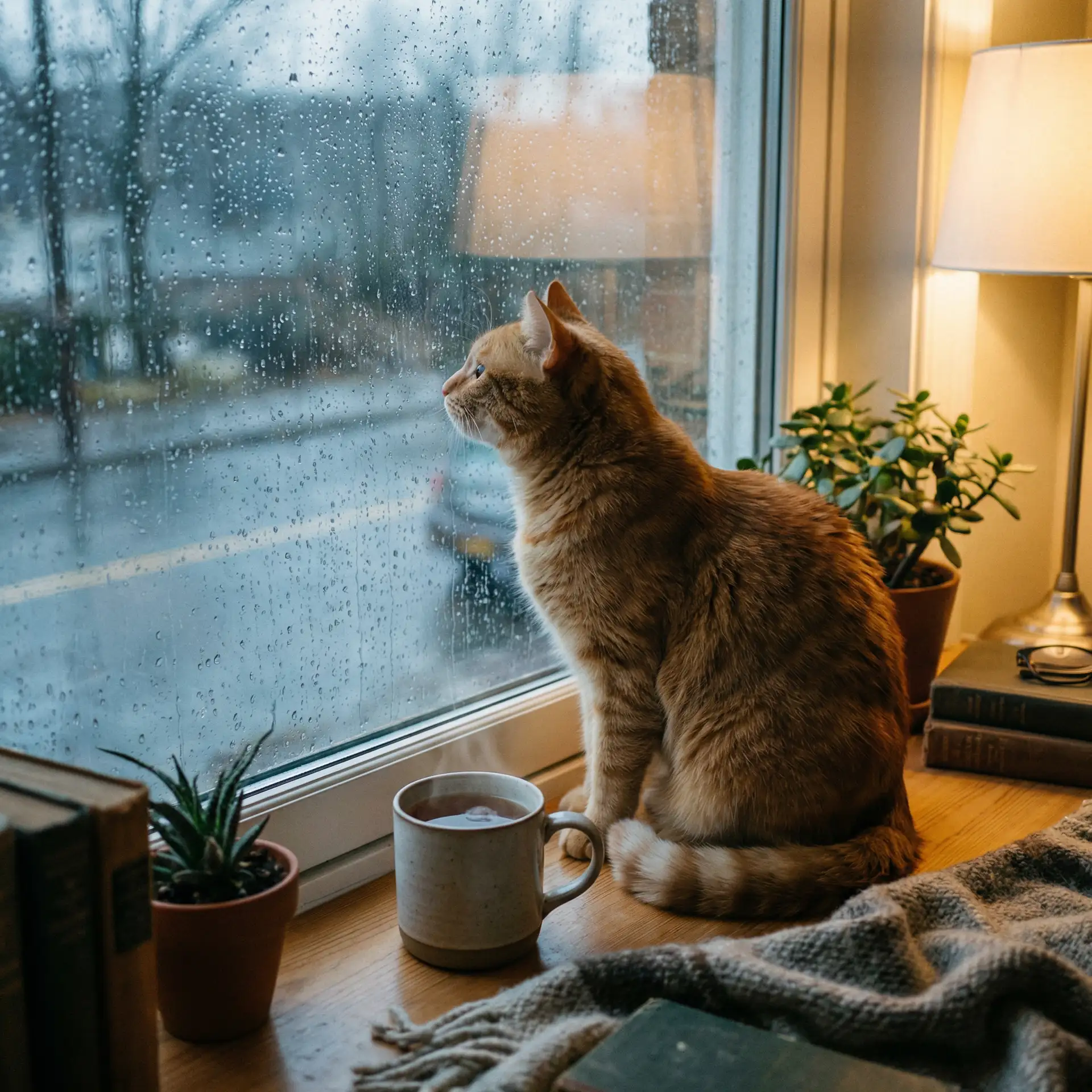 猫咪望着窗外的雨 - 甜心派泰剧
